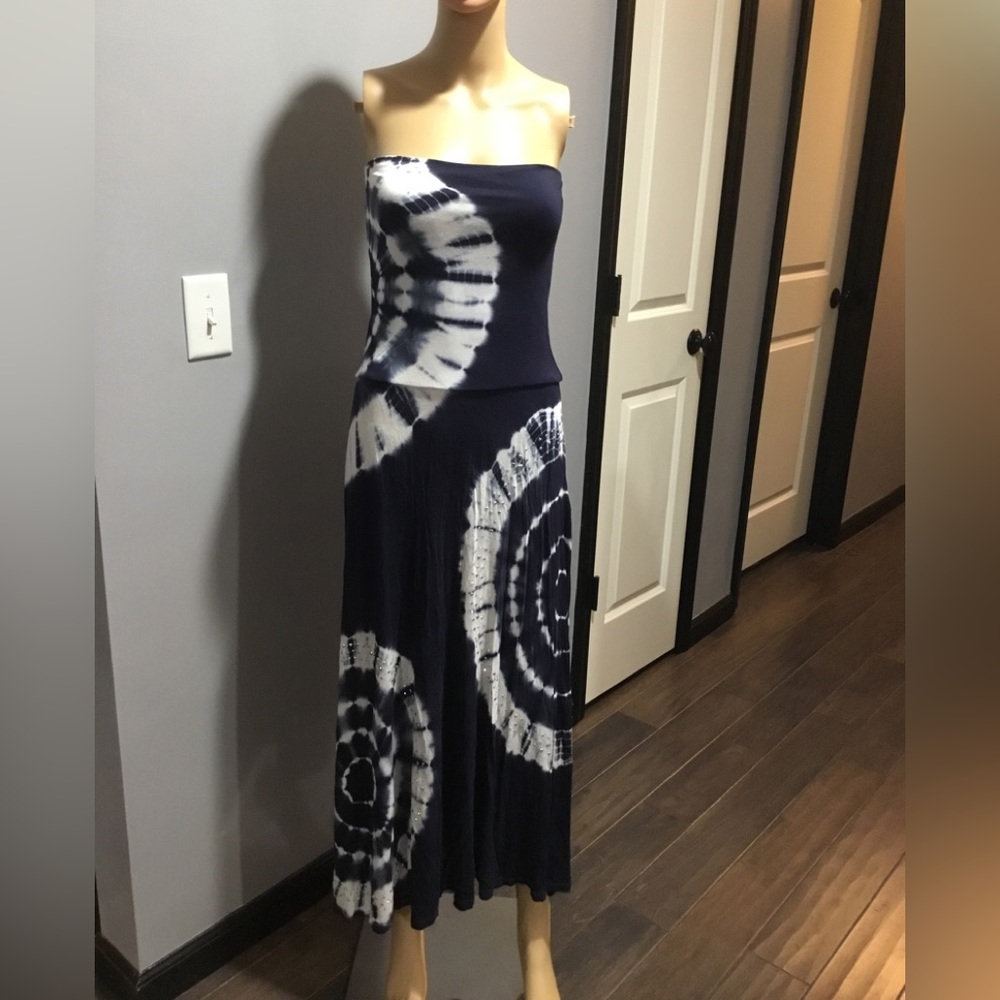 Versatile Navy Tie-dyed Dress or Skirt